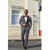 imageCOOFANDY Mens Tuxedo Suit Set Slim Fit 2 Piece One Button Blazer Jacket Pants for WeddingDinnerPromDark Gray