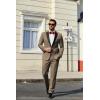 imageCOOFANDY Mens Tuxedo Suit Set Slim Fit 2 Piece One Button Blazer Jacket Pants for WeddingDinnerPromKhaki