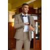 imageCOOFANDY Mens Tuxedo Suit Set Slim Fit 2 Piece One Button Blazer Jacket Pants for WeddingDinnerPromKhaki