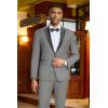 imageCOOFANDY Mens Tuxedo Suit Set Slim Fit 2 Piece One Button Blazer Jacket Pants for WeddingDinnerPromLight Gray