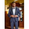 imageCOOFANDY Mens Tuxedo Suit Set Slim Fit 2 Piece One Button Blazer Jacket Pants for WeddingDinnerPromNavy Blue