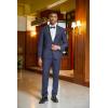 imageCOOFANDY Mens Tuxedo Suit Set Slim Fit 2 Piece One Button Blazer Jacket Pants for WeddingDinnerPromNavy Blue