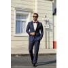 imageCOOFANDY Mens Tuxedo Suit Set Slim Fit 2 Piece One Button Blazer Jacket Pants for WeddingDinnerPromNavy Blue