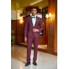 imageCOOFANDY Mens Tuxedo Suit Set Slim Fit 2 Piece One Button Blazer Jacket Pants for WeddingDinnerPromWine Red