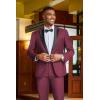 imageCOOFANDY Mens Tuxedo Suit Set Slim Fit 2 Piece One Button Blazer Jacket Pants for WeddingDinnerPromWine Red