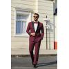 imageCOOFANDY Mens Tuxedo Suit Set Slim Fit 2 Piece One Button Blazer Jacket Pants for WeddingDinnerPromWine Red