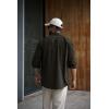 imageCOOFANDY Mens Waffle Button Down Shirts Casual Long Sleeve Shacket Jacket with PocketsArmy Green