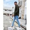 imageCOOFANDY Mens Waffle Button Down Shirts Casual Long Sleeve Shacket Jacket with PocketsArmy Green