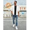 imageCOOFANDY Mens Waffle Button Down Shirts Casual Long Sleeve Shacket Jacket with PocketsWhite