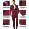 imageCOOFANDY Mens Wedding Suits 2 Piece Tuxedo Jacket One Button Peak Lapel Suit Jacket Dress Pants for DinnerPromParty Wine Red