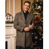 imageCOOFANDY Mens Wool Blend Coat Winter Trench Coats Notched Lapel Collar Single Breasted Overcoat Classic Peacoat With PocketsBrown Plaid