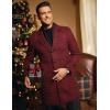 imageCOOFANDY Mens Wool Blend Coat Winter Trench Coats Notched Lapel Collar Single Breasted Overcoat Classic Peacoat With PocketsRed Plaid