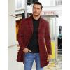 imageCOOFANDY Mens Wool Blend Coat Winter Trench Coats Notched Lapel Collar Single Breasted Overcoat Classic Peacoat With PocketsRed Plaid