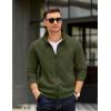 imageCOOFANDY Mens Zip Up Sweatshirt Mock Neck Quilted Jacket Casual Lightweight Sweater Jackets with PocketArmy Green
