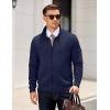 imageCOOFANDY Mens Zip Up Sweatshirt Mock Neck Quilted Jacket Casual Lightweight Sweater Jackets with PocketNavy Blue