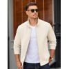 imageCOOFANDY Mens Zip Up Sweatshirt Mock Neck Quilted Jacket Casual Lightweight Sweater Jackets with PocketWhite