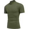 imageCOOFANDY Mock Turtleneck for Men Short Sleeve Casual Stylish Basic Top Stretch Sweater SkinFriendly MaterialArmy Green