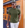 imageCOOFANDY Mock Turtleneck for Men Short Sleeve Casual Stylish Basic Top Stretch Sweater SkinFriendly MaterialArmy Green