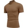 imageCOOFANDY Mock Turtleneck for Men Short Sleeve Casual Stylish Basic Top Stretch Sweater SkinFriendly MaterialBrown