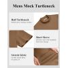 imageCOOFANDY Mock Turtleneck for Men Short Sleeve Casual Stylish Basic Top Stretch Sweater SkinFriendly MaterialBrown