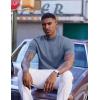 imageCOOFANDY Mock Turtleneck for Men Short Sleeve Casual Stylish Basic Top Stretch Sweater SkinFriendly MaterialDark Blue