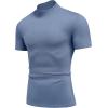 imageCOOFANDY Mock Turtleneck for Men Short Sleeve Casual Stylish Basic Top Stretch Sweater SkinFriendly MaterialDark Blue