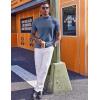 imageCOOFANDY Mock Turtleneck for Men Short Sleeve Casual Stylish Basic Top Stretch Sweater SkinFriendly MaterialDark Blue