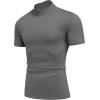 imageCOOFANDY Mock Turtleneck for Men Short Sleeve Casual Stylish Basic Top Stretch Sweater SkinFriendly MaterialDark Gray