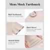 imageCOOFANDY Mock Turtleneck for Men Short Sleeve Casual Stylish Basic Top Stretch Sweater SkinFriendly MaterialKhaki