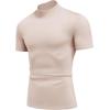 imageCOOFANDY Mock Turtleneck for Men Short Sleeve Casual Stylish Basic Top Stretch Sweater SkinFriendly MaterialKhaki