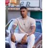 imageCOOFANDY Mock Turtleneck for Men Short Sleeve Casual Stylish Basic Top Stretch Sweater SkinFriendly MaterialKhaki