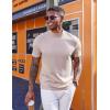 imageCOOFANDY Mock Turtleneck for Men Short Sleeve Casual Stylish Basic Top Stretch Sweater SkinFriendly MaterialKhaki