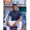 imageCOOFANDY Mock Turtleneck for Men Short Sleeve Casual Stylish Basic Top Stretch Sweater SkinFriendly MaterialNavy Blue