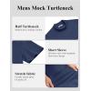 imageCOOFANDY Mock Turtleneck for Men Short Sleeve Casual Stylish Basic Top Stretch Sweater SkinFriendly MaterialNavy Blue
