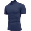 imageCOOFANDY Mock Turtleneck for Men Short Sleeve Casual Stylish Basic Top Stretch Sweater SkinFriendly MaterialNavy Blue