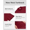 imageCOOFANDY Mock Turtleneck for Men Short Sleeve Casual Stylish Basic Top Stretch Sweater SkinFriendly MaterialWine Red