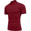 imageCOOFANDY Mock Turtleneck for Men Short Sleeve Casual Stylish Basic Top Stretch Sweater SkinFriendly MaterialWine Red