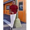 imageCOOFANDY Mock Turtleneck for Men Short Sleeve Casual Stylish Basic Top Stretch Sweater SkinFriendly MaterialWine Red