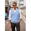 imageCOOFANDY Sweater Vest for Men Regular Fit V Neck Sleeveless Knitted Pullovers SweaterLight Blue