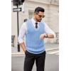 imageCOOFANDY Sweater Vest for Men Regular Fit V Neck Sleeveless Knitted Pullovers SweaterLight Blue