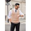 imageCOOFANDY Sweater Vest for Men Regular Fit V Neck Sleeveless Knitted Pullovers SweaterLight Khaki