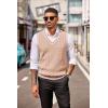 imageCOOFANDY Sweater Vest for Men Regular Fit V Neck Sleeveless Knitted Pullovers SweaterLight Khaki