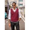 imageCOOFANDY Sweater Vest for Men Regular Fit V Neck Sleeveless Knitted Pullovers SweaterWine Red