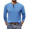 imageCOOFANDY Men Long Sleeve Henley TShirs Casual Basic Lightweight Fashion Shirts Soild Tees with PocketsLight Blue