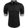 imageCOOFANDY Mens Business Dress Shirt Long Sleeve Slim Fit Casual Button Down Shirt02black  Windowpane