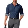 imageCOOFANDY Mens Business Dress Shirt Long Sleeve Slim Fit Casual Button Down ShirtNavy Blue Solid