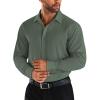 imageCOOFANDY Mens Business Dress Shirts Wrinkle Free Long Sleeve Regular Fit Dress Shirt Textured Casual Button Down ShirtsArmy Green