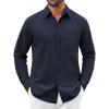 imageCOOFANDY Mens Button Down Shirt Casual Untucked Shirts Long Sleeve Dress Shirt with PocketNavy Blue