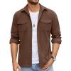imageCOOFANDY Mens Button Down Waffle Shirt Jacket Casual Long Sleeve Shacket Lightweight Overshirts with Flap PocketsBrown