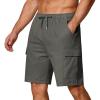 imageCOOFANDY Mens Cargo Shorts Elastic Waist Relaxed Fit Cotton Casual Outdoor Lightweight Work Shorts with Multi PocketsGrey